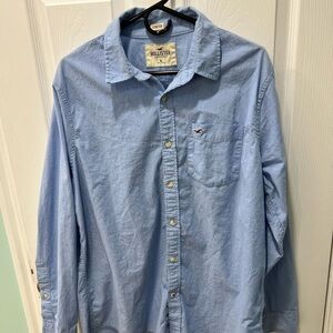 Hollister Men's Light Blue Button-Down Shirt Size XL